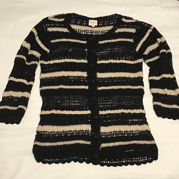 Whistles Crochet Knit Button Front Cardigan  Size 2 - Picture 7 of 11